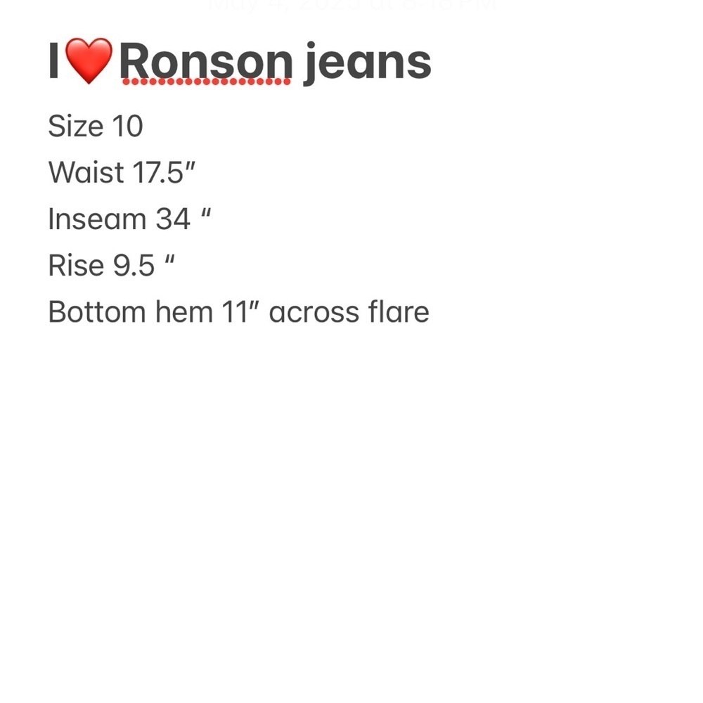 Blue Flare Leg Jeans with Medium Wash I❤️ Heart Ronson size 10 - Picture 8 of 8
